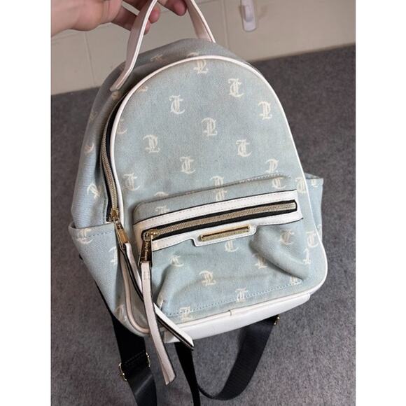 Juicy Couture Monogram Denim Mini Backpack Light Blue Gothic JC Logo Purse Bag main image 5